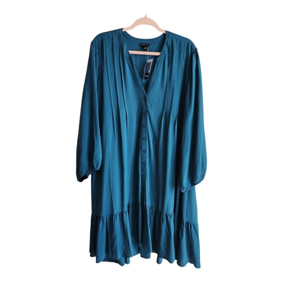 Torrid Mini Rayon Slub 3/4 Sleeve Trapeze Pleat Dress Size 5X - Picture 2 of 11